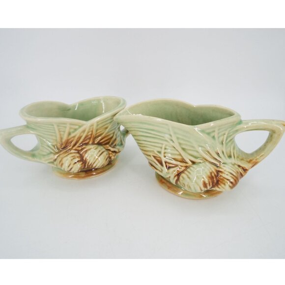 Vintage McCoy Pottery Pine Cone Creamer and Sugar Bowl Set - Picture 5 of 9